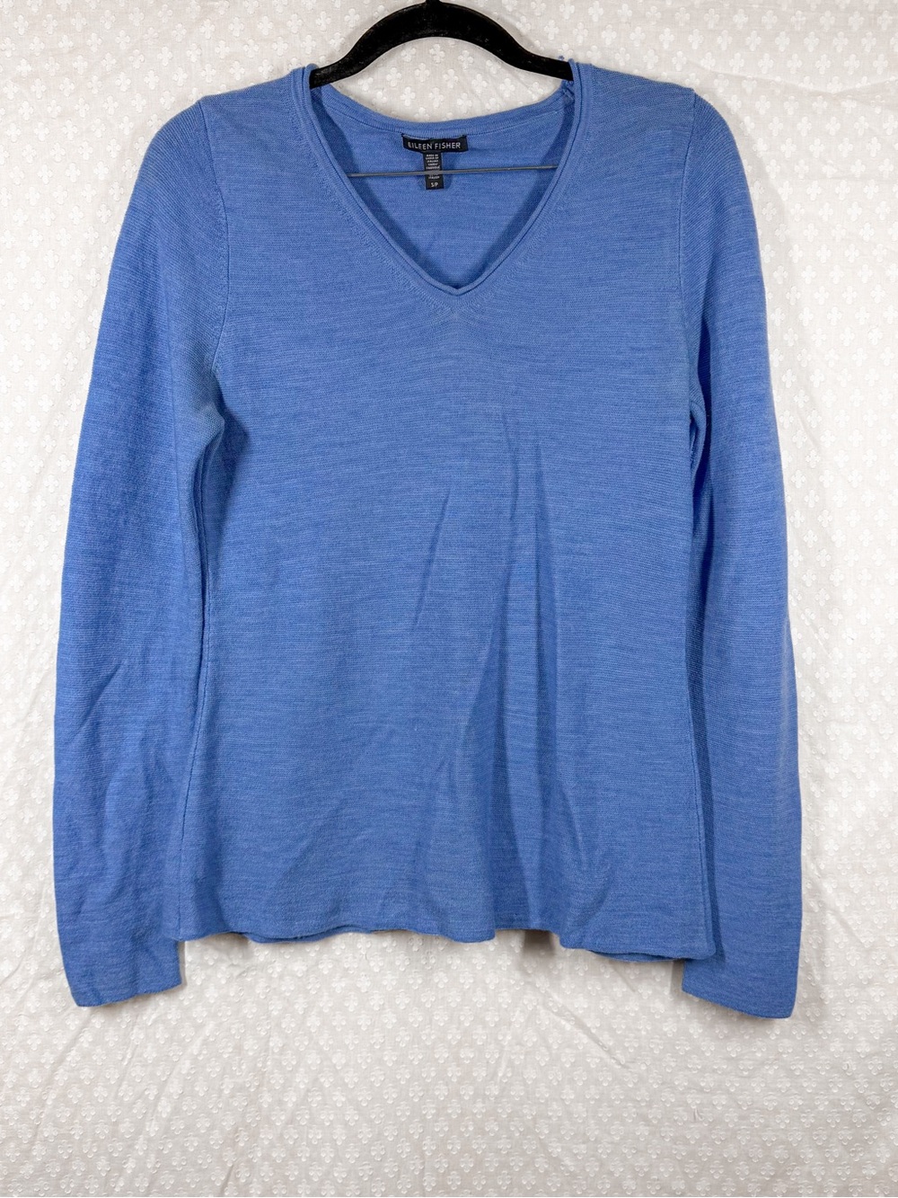 Eileen Fisher Blue V Neck Merino Wool Top